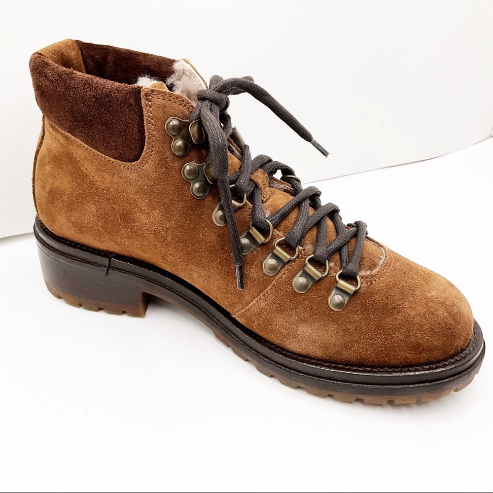 🆕{Boemos} Shearling Fur Lined Leather/Suede  Lace Up Boots